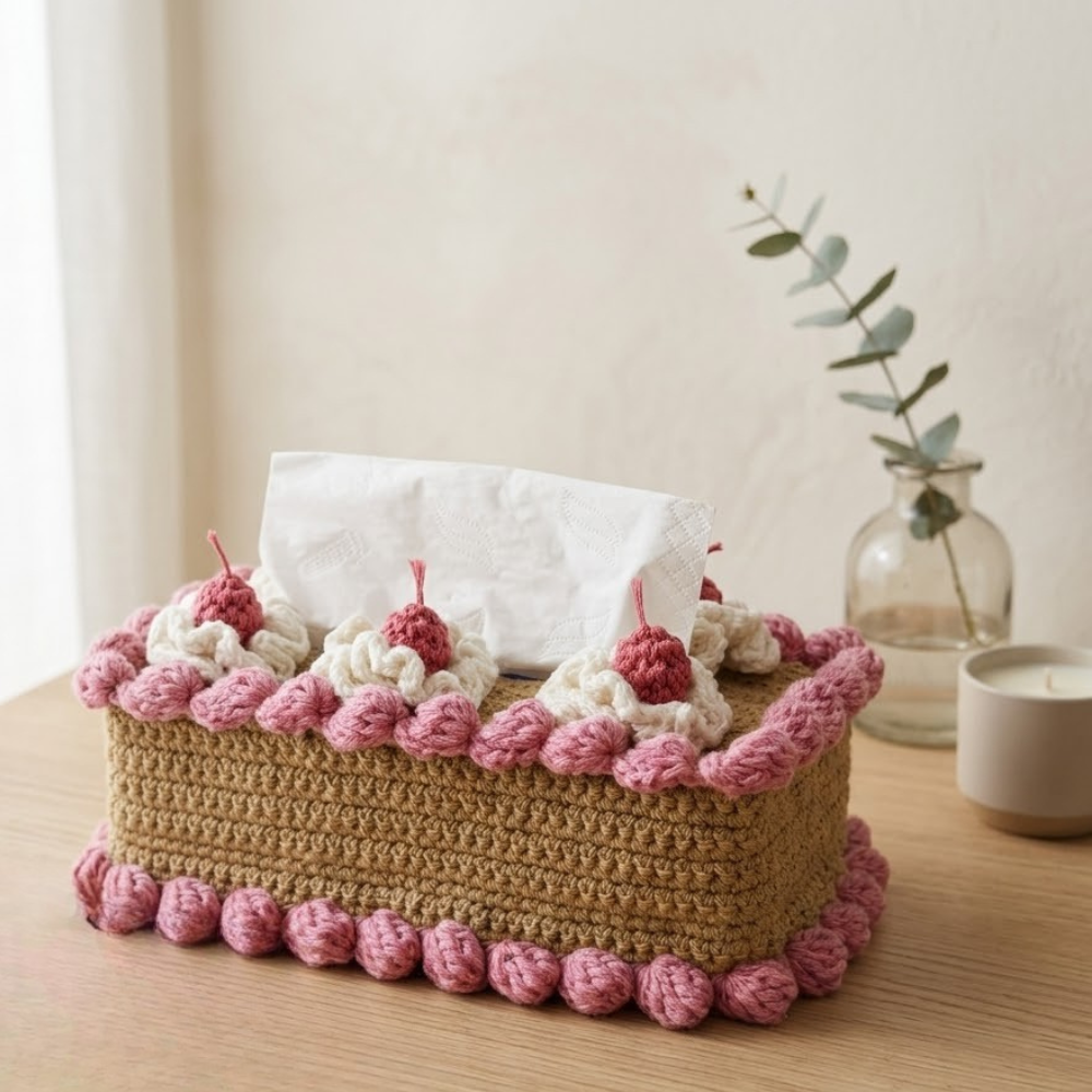 Cute Character Tissue Box Cover Crochet Pattern Bundle Cake & Bunny