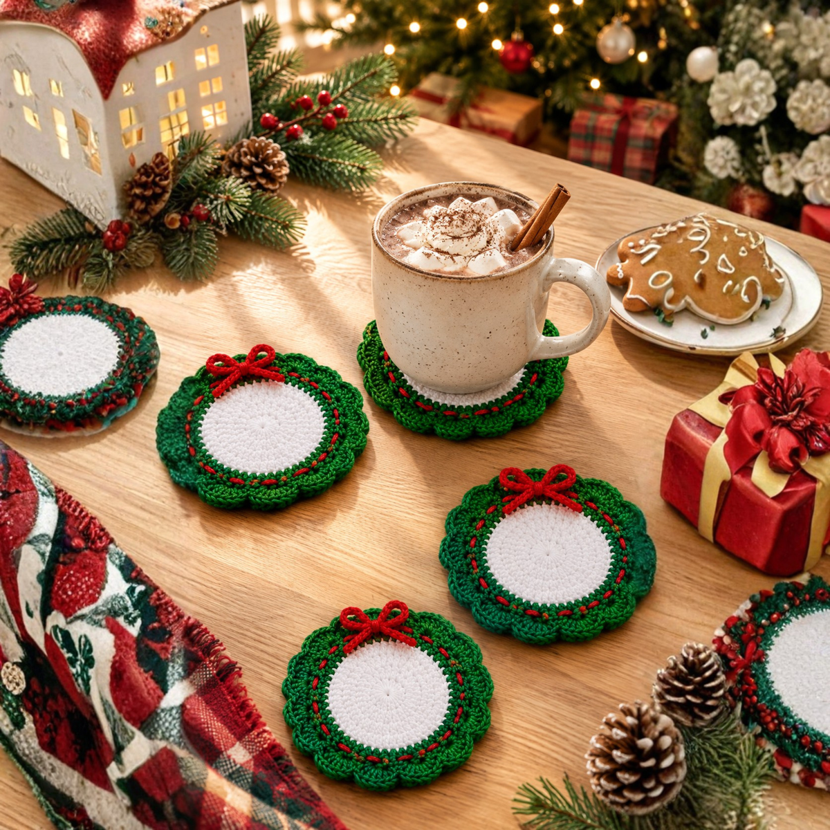 Crochet Christmas Coaster Pattern