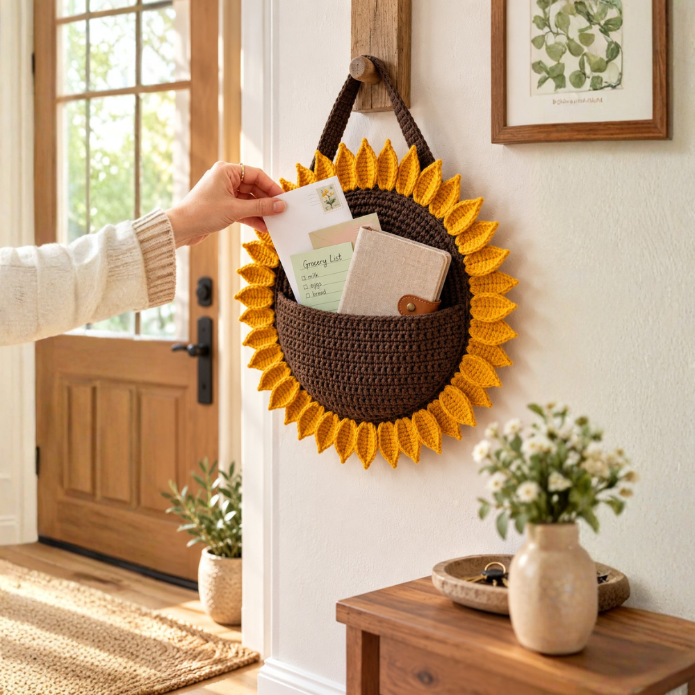 Sunflower Wall Organizer Crochet Pattern