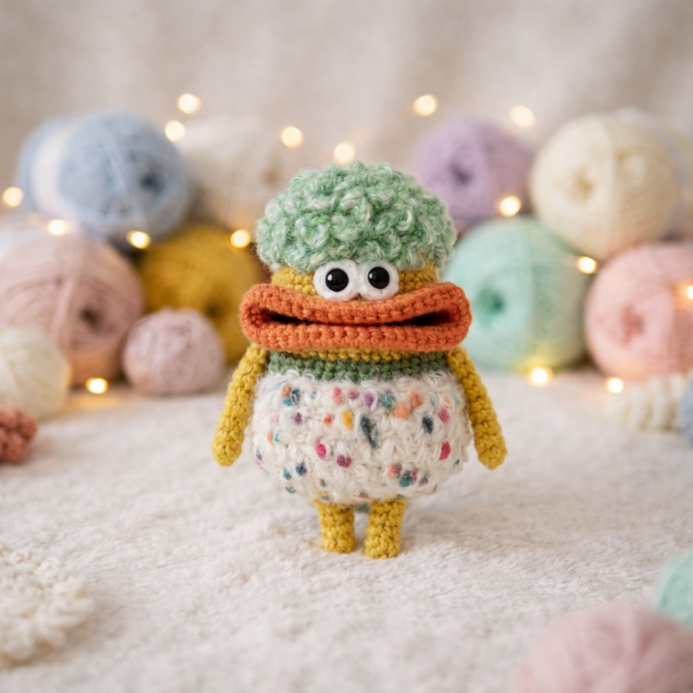 4-in-1 Colorful Amigurumi Big Lips Monster Pouch Crochet Pattern