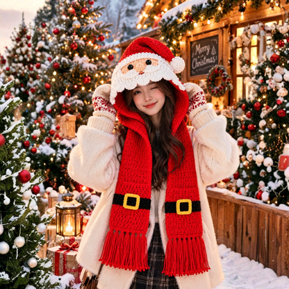 4in1 Christmas Hooded Scarf Crochet Pattern