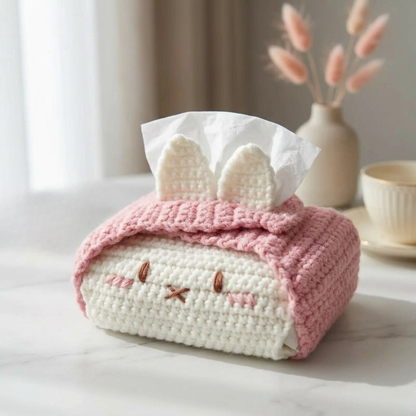 Cute Character Tissue Box Cover Crochet Pattern Bundle Cake & Bunny