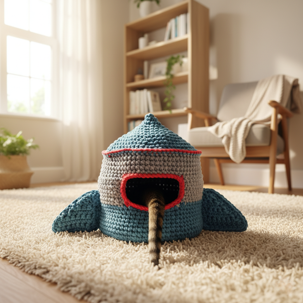 Space Cat house Crochet Pattern