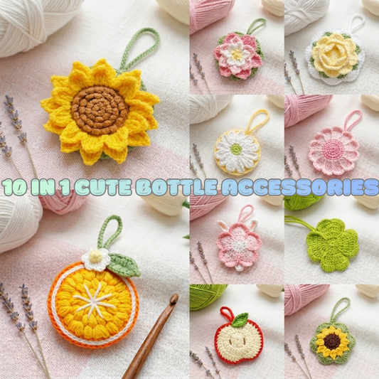 10-in-1 Water Bottle Holder, Mesh Bag & Bag Charm Crochet Pattern
