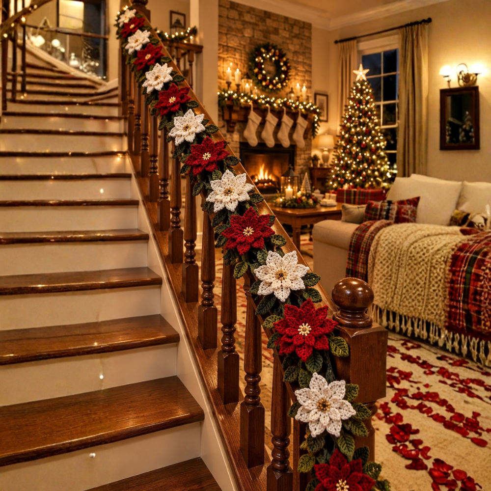 Crochet Poinsettia Garland Pattern