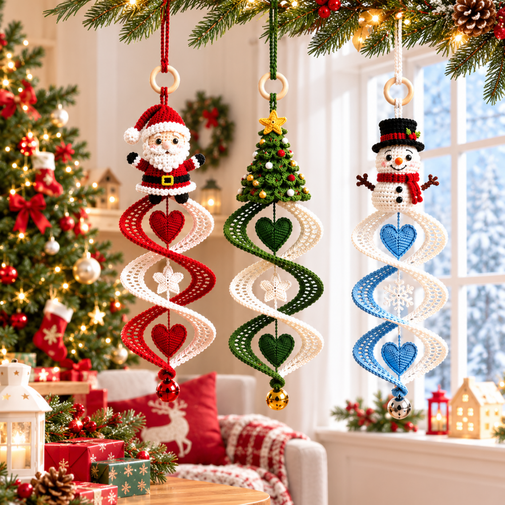 Christmas Ornament Crochet Pattern - Santa, Snowman & Tree