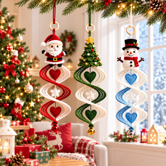 Christmas Ornament Crochet Pattern - Santa, Snowman & Tree