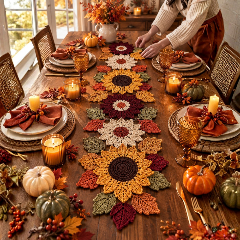 Crochet Sunflower Table Runner Pattern