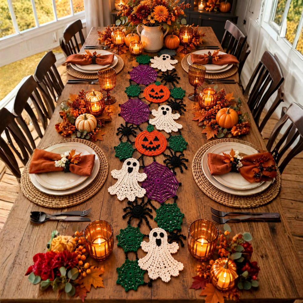 Halloween Crochet Pattern Table Runner