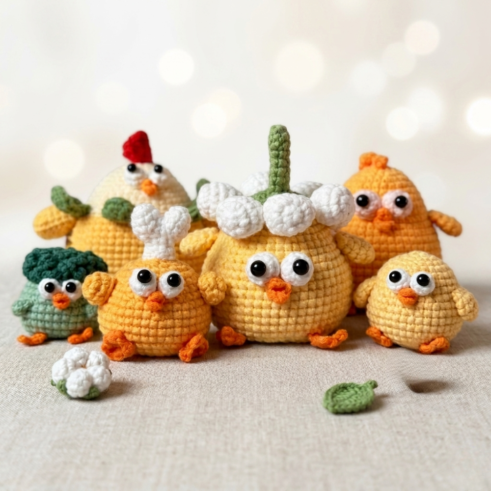5-in-1 Chick Amigurumi Crochet Pattern Bundle