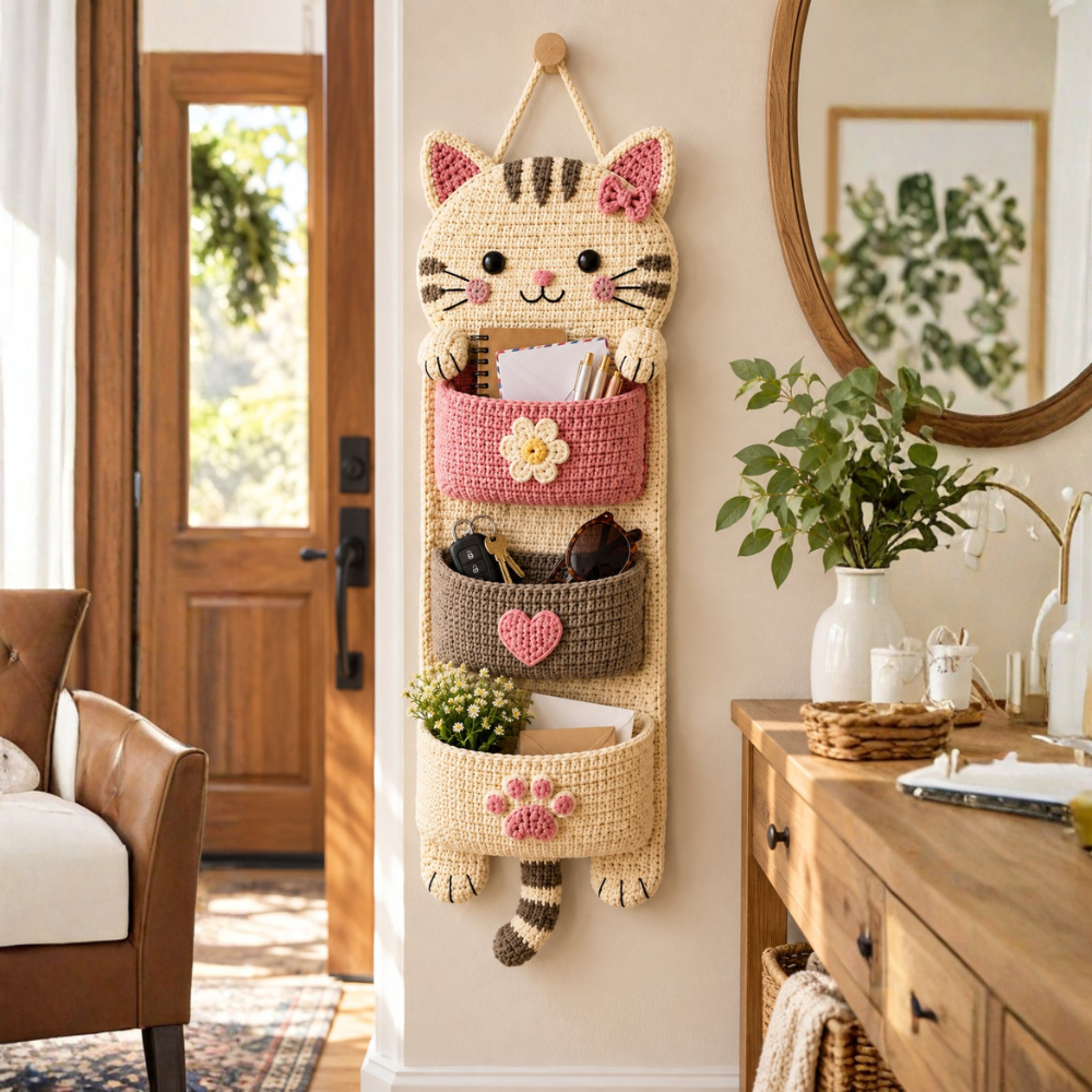 Crochet Cat Wall Organizer Pattern