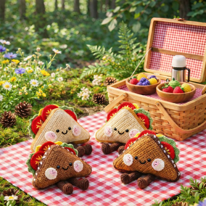 Crochet Kawaii Sandwich Plush – Cute Amigurumi Food Toy Crochet Pattern