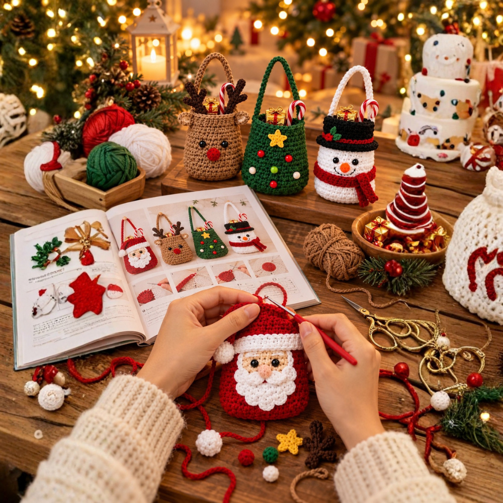 Mini Christmas Door Pocket Crochet Pattern