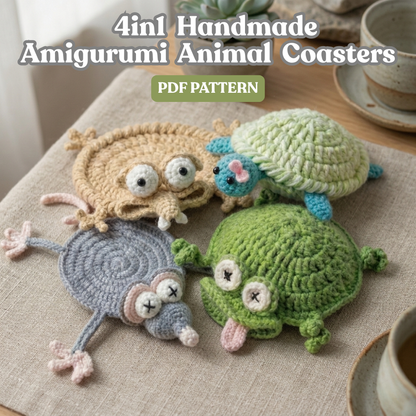 4 in 1 Amigurumi Animal Coaster Crochet Pattern