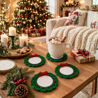 Crochet Christmas Coaster Pattern