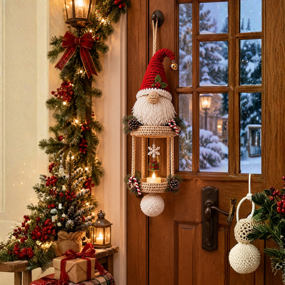 Christmas Gnome Hanging Lantern Crochet Pattern