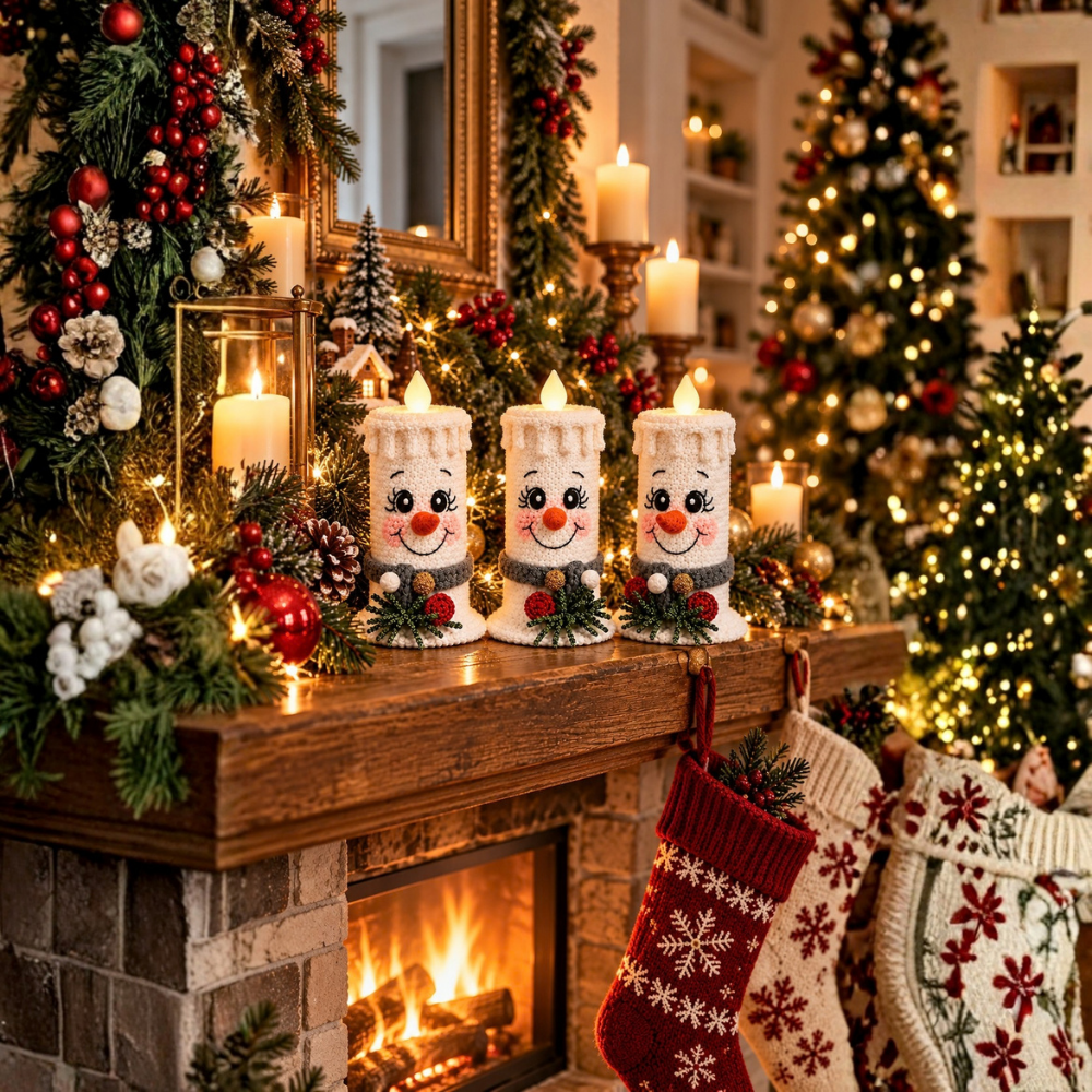 Snowman Candle Crochet Pattern