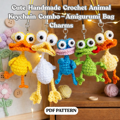 Combo Animal Keychain Amigurumi  Bag Charms Crochet Pattern