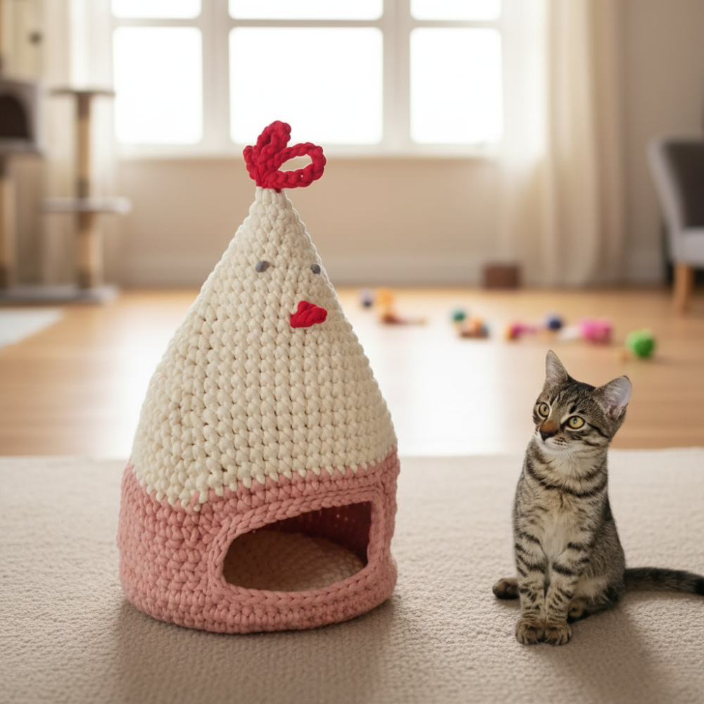 Chicky kitty Cat house Crochet Pattern