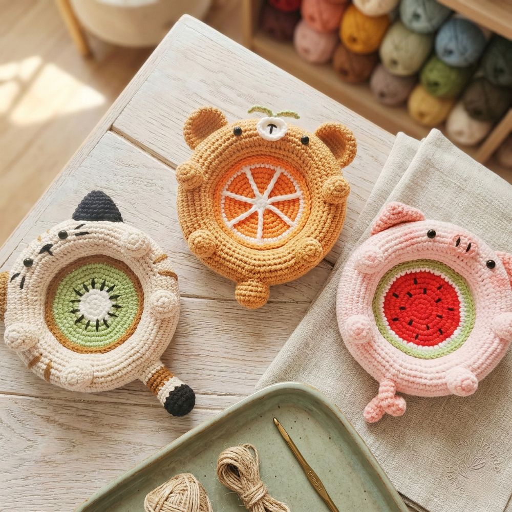 Cute Animal Fruit Coaster Crochet Pattern
