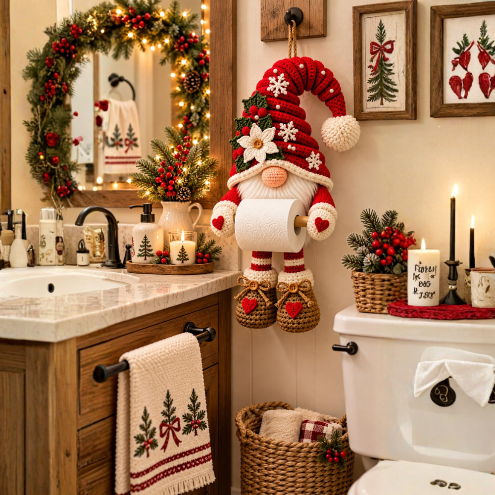 Christmas Gnome Toilet Paper Holder Crochet Pattern