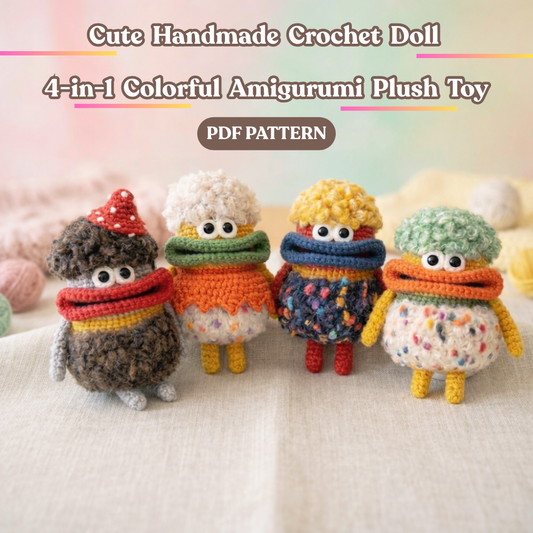 4-in-1 Colorful Amigurumi Big Lips Monster Pouch Crochet Pattern