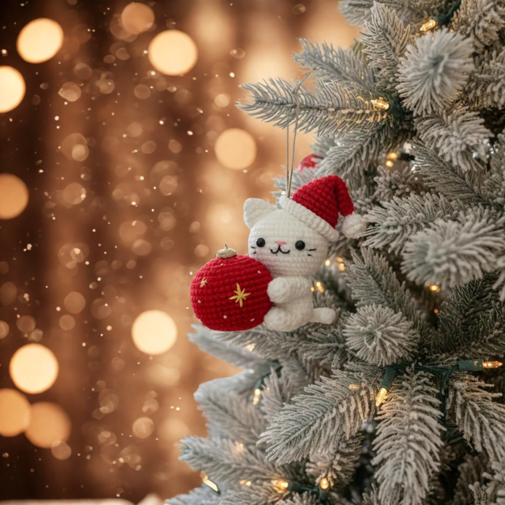 Cat and Ball Christmas Crochet Pattern