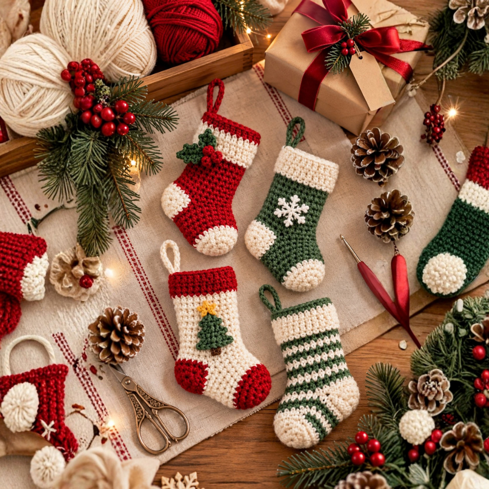 4 in 1 Mini Christmas Stocking Crochet Pattern