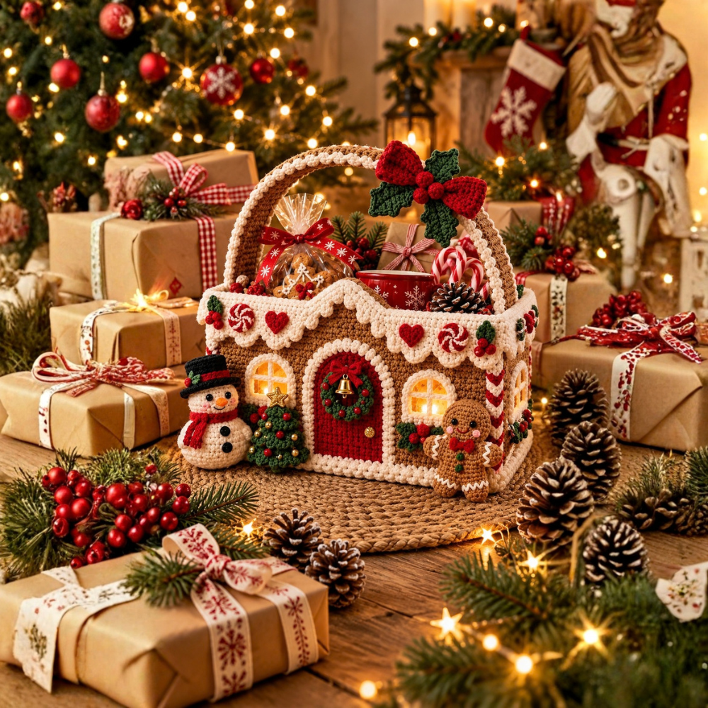 Christmas Crochet Basket Pattern