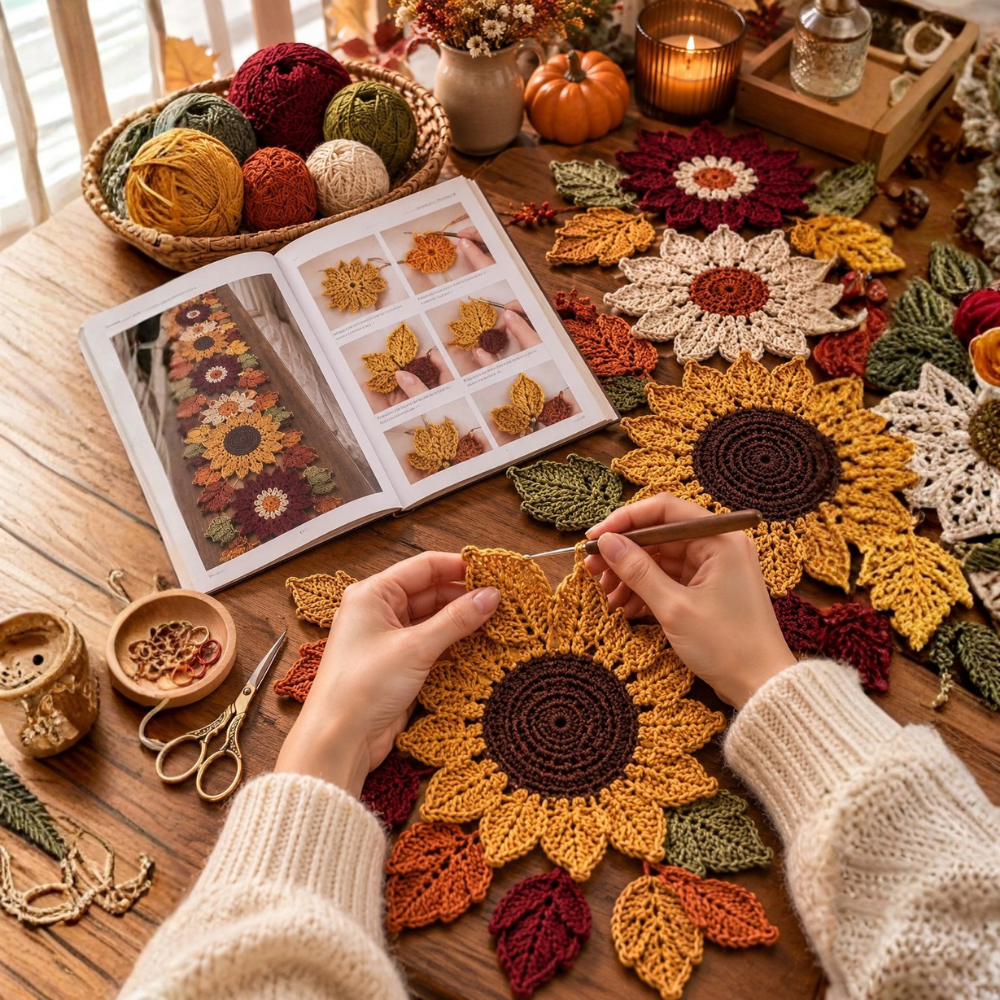 Crochet Sunflower Table Runner Pattern