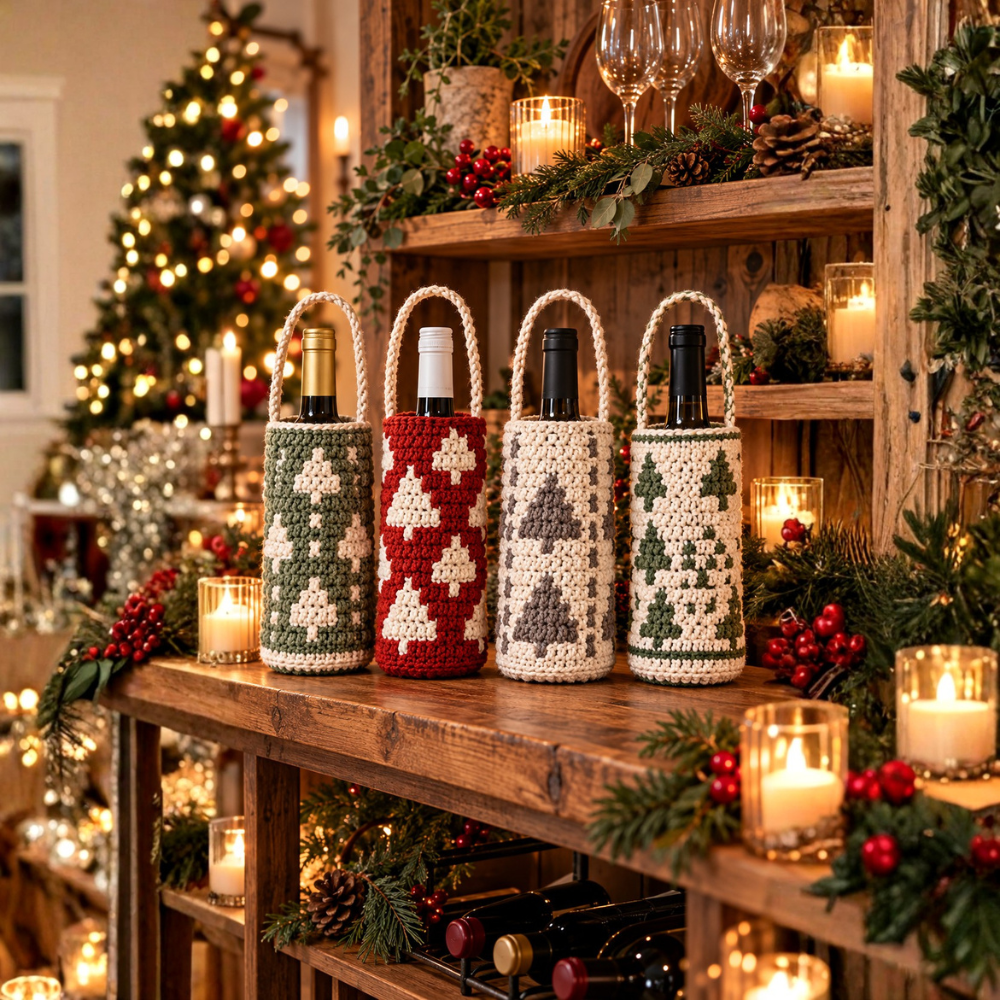 Christmas Wine Bottle Holder Crochet Pattern