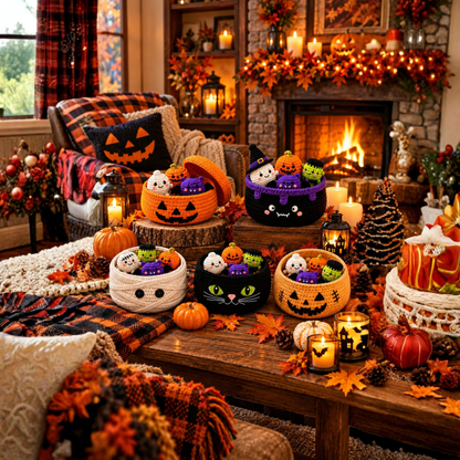 5 Halloween Basket Dumplings Crochet Pattern