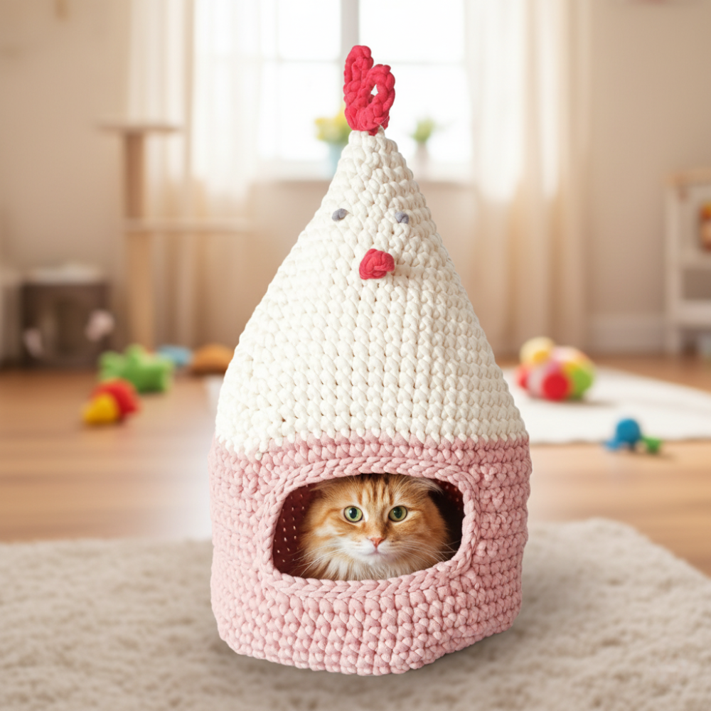 Chicky kitty Cat house Crochet Pattern