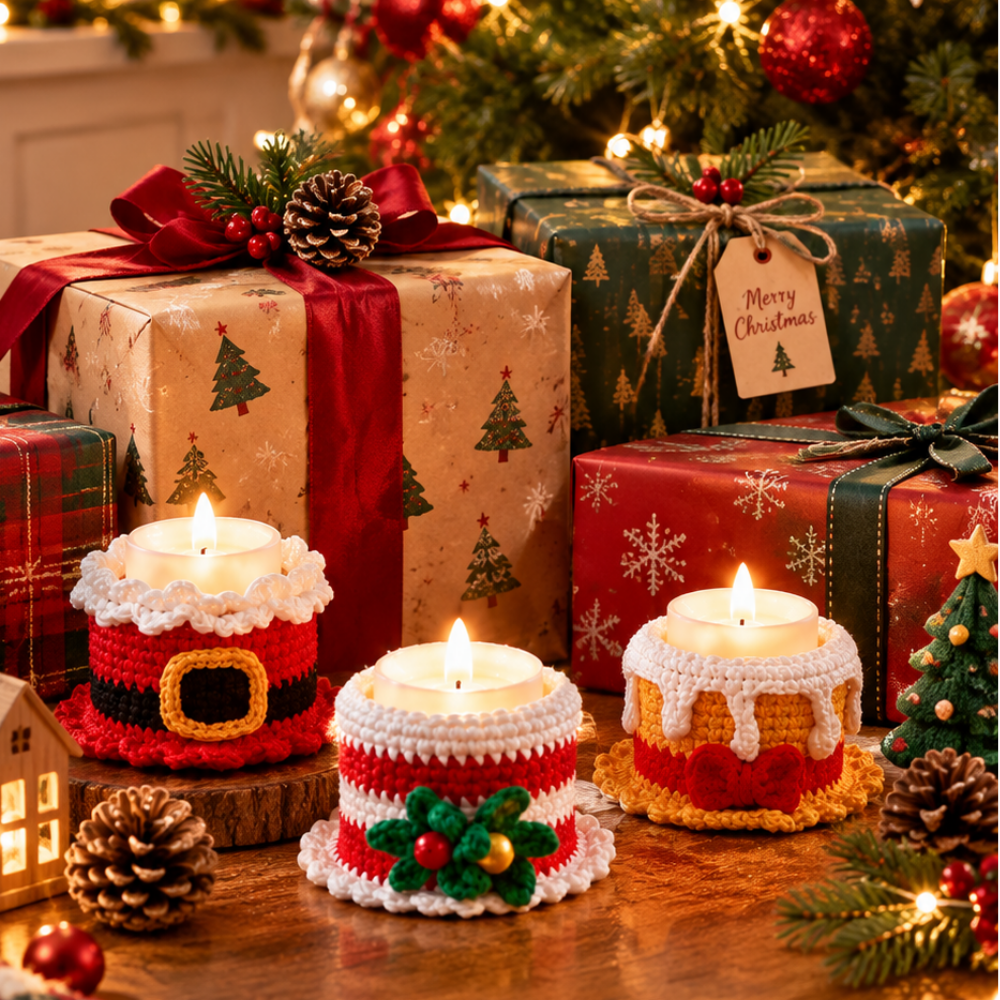 Crochet Christmas Candle Holder Pattern