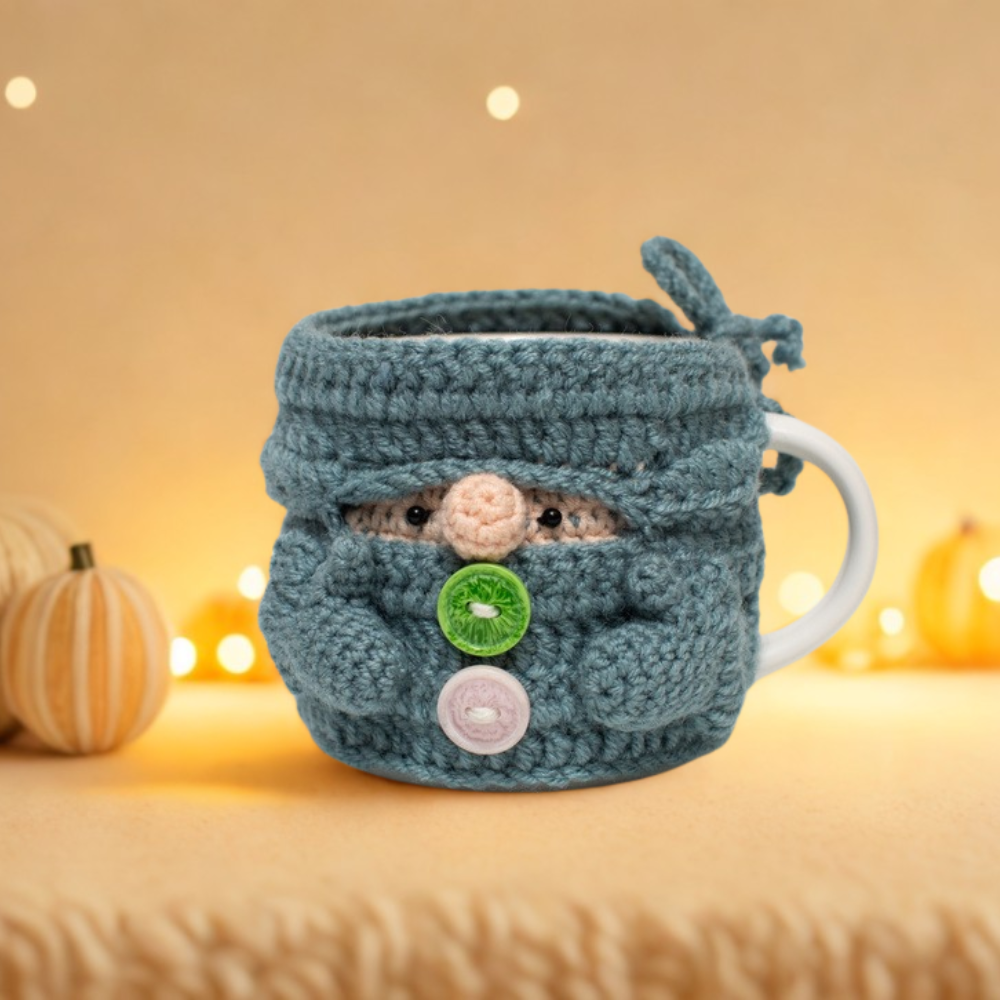 Gnome-themed crochet mug warmers Crochet Pattern
