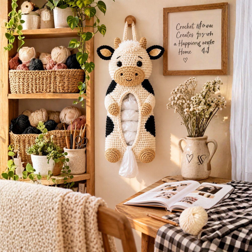 Crochet Cow Bag Holder Pattern