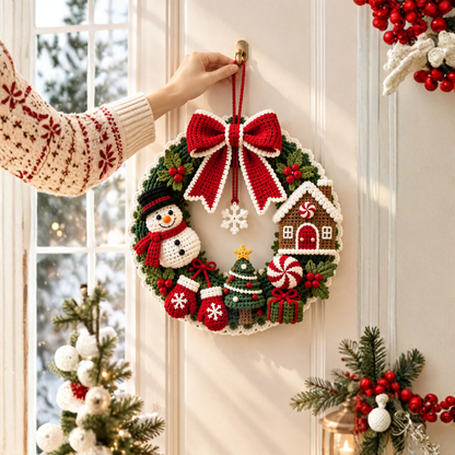 Snowman Gingerbread House Door Decor