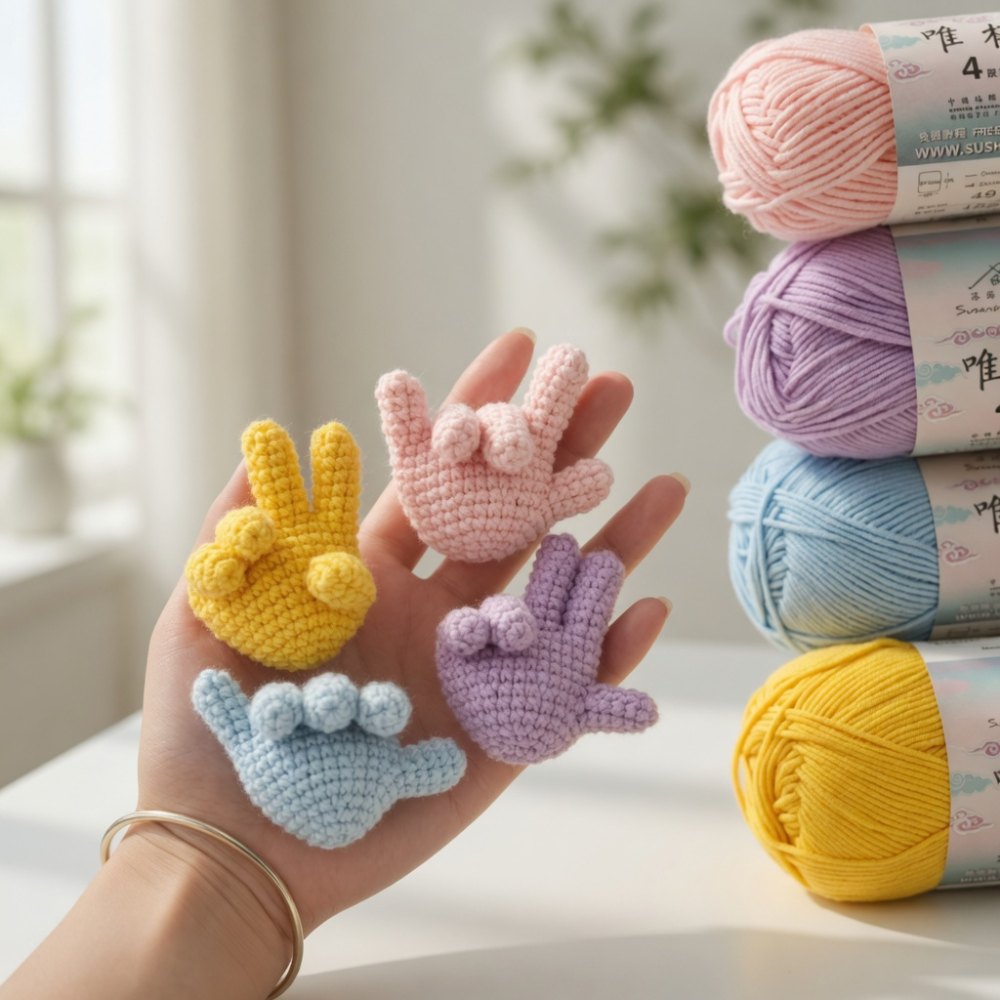 Mini Crochet Hand Keychain Pattern