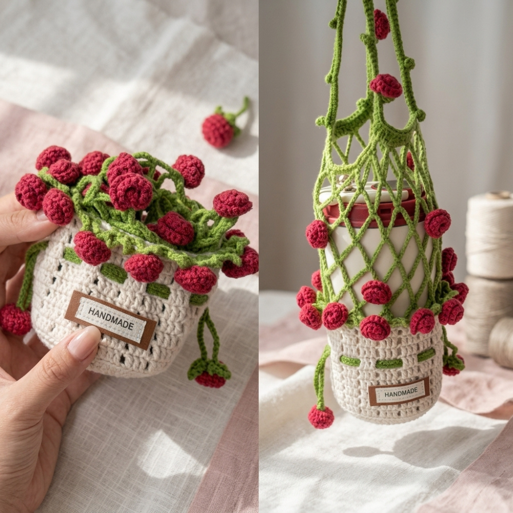 Rose Bouquet Cup Holder Crochet Pattern