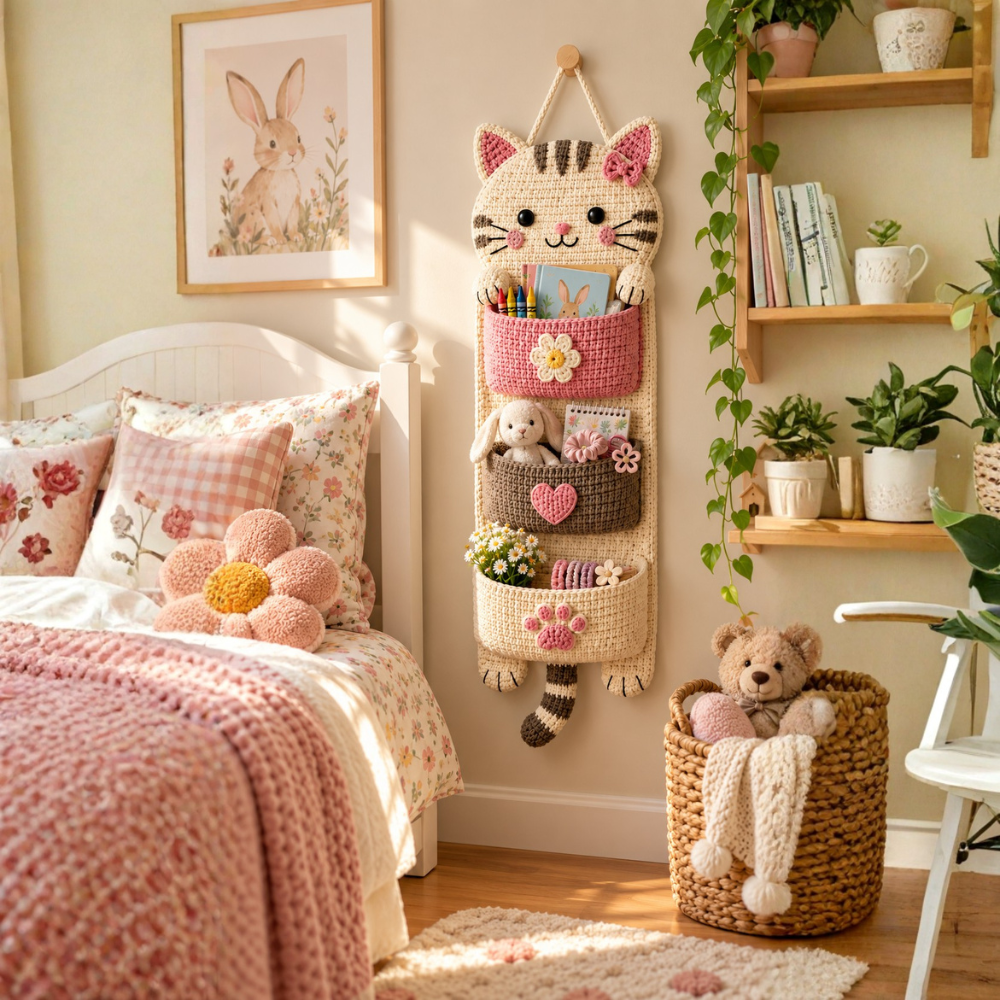 Crochet Cat Wall Organizer Pattern