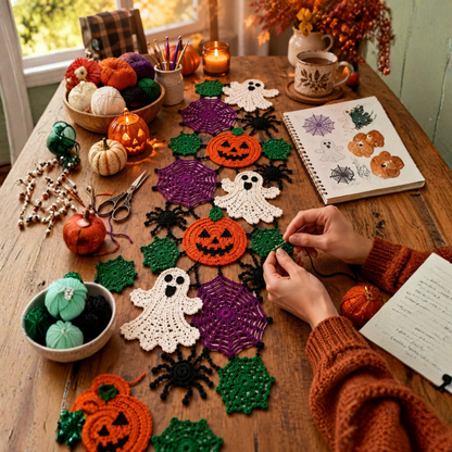 Halloween Crochet Pattern Table Runner