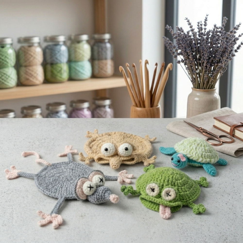 4 in 1 Amigurumi Animal Coaster Crochet Pattern