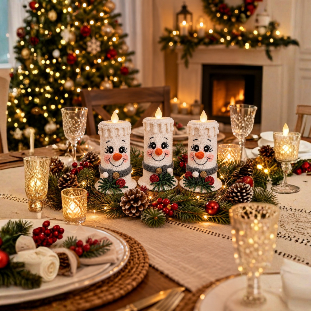 Snowman Candle Crochet Pattern