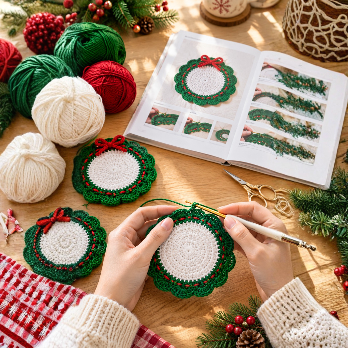Crochet Christmas Coaster Pattern