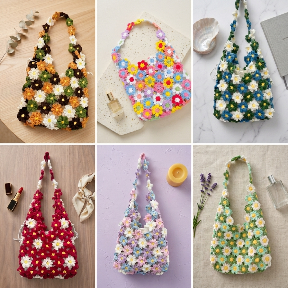 Floral Bags & Curtain Decor Crochet Pattern