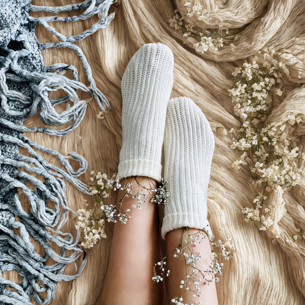 Warm Stripey Socks Crochet Pattern White