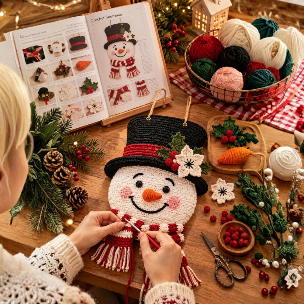 Crochet Snowman Wall Hanging Pattern