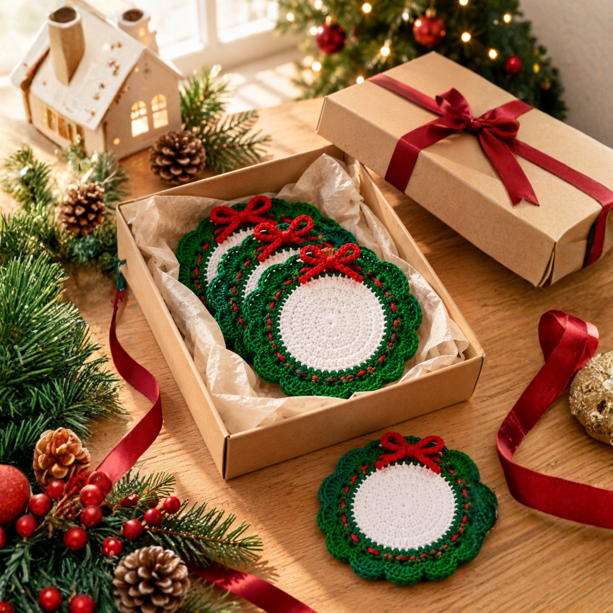 Crochet Christmas Coaster Pattern