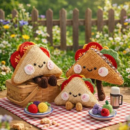 Crochet Kawaii Sandwich Plush – Cute Amigurumi Food Toy Crochet Pattern