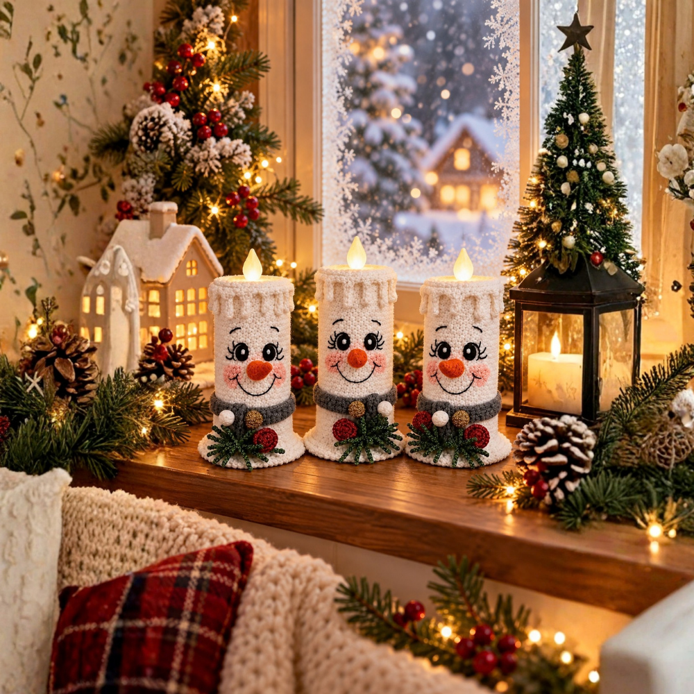 Snowman Candle Crochet Pattern